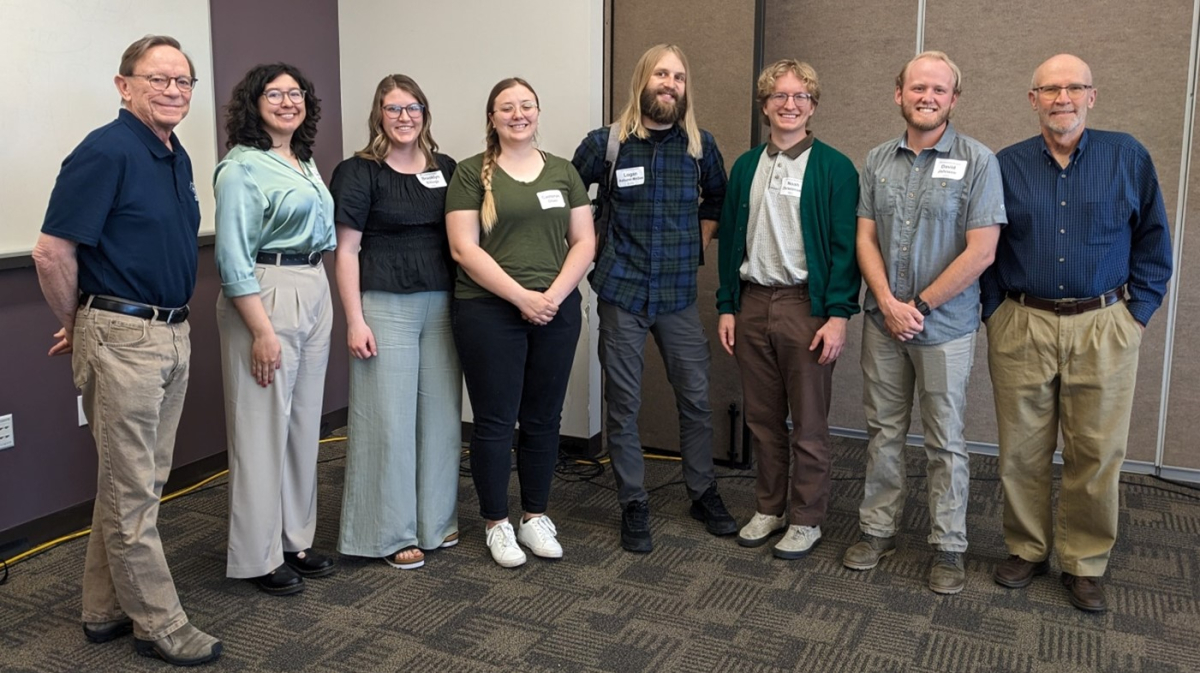 Left to right, Rick Ford (UGA President) Carina Kentish, Brooklyn Billings, Cameron Olsen, Logan Ashurst-McGee, Noah Christensen, David Johnson, Paul Anderson (President, UGF).